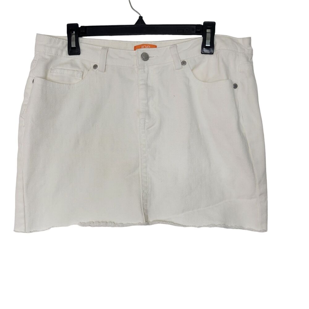Joe Fresh White Distressed Raw Hem Pockets Denim Jean Mini Skirt Size 12